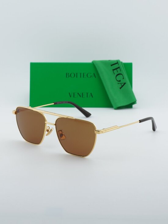 Bottega Veneta BV1236S 002 Aviator Sunglasses - Gold\\Brown main image 7
